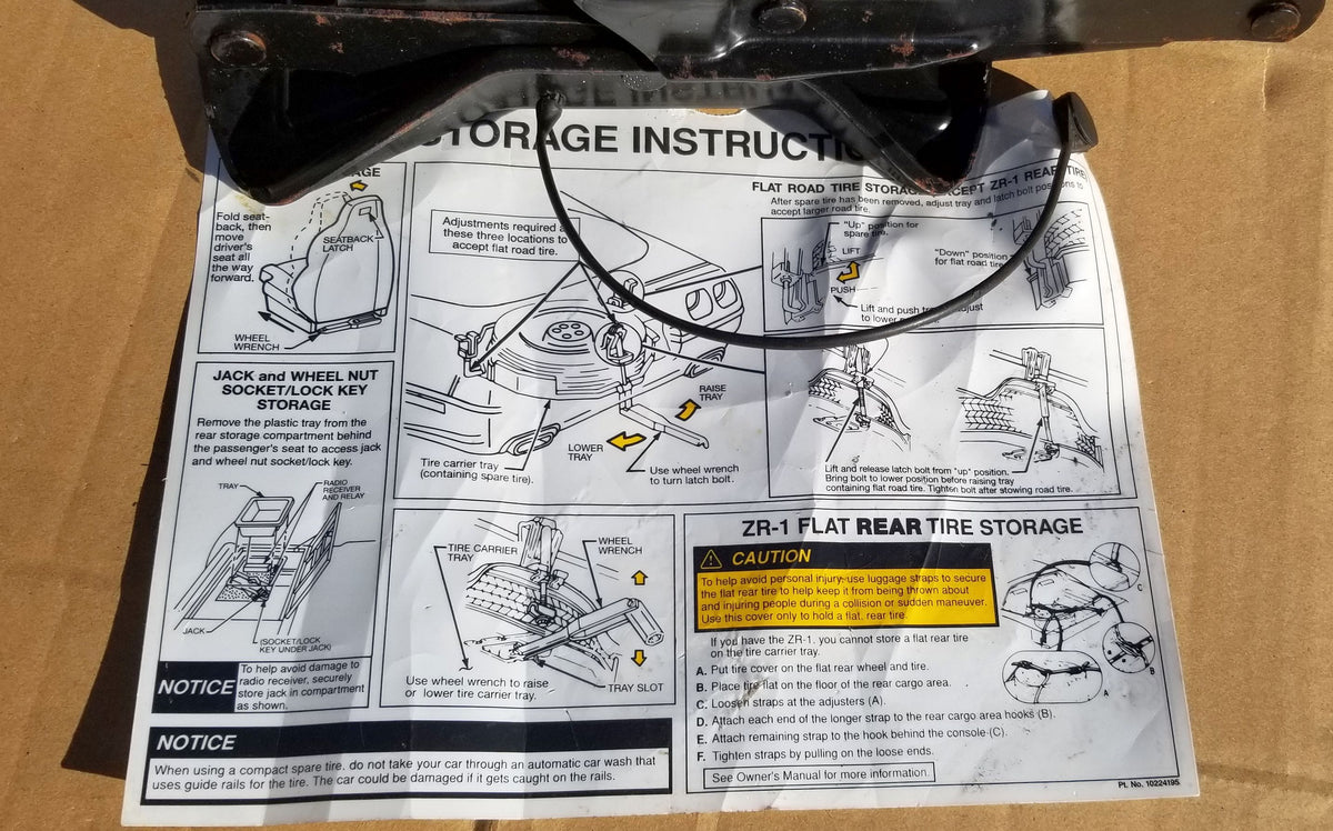 1994-1996 CORVETTE FACTORY JACK WITH INSTRUCTIONS GOOD WORKING